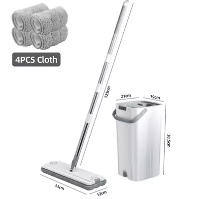 Floor Magic Flat Squeeze Mop With Bucket Hand Free Lazy Cleaning Mop Microfiber  • $11.01