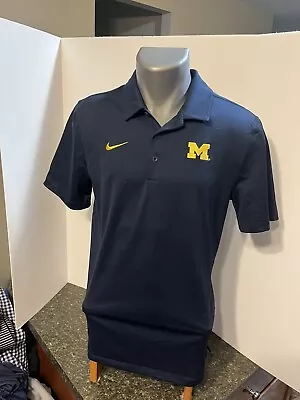 Nike Dri-Fit Men’s Michigan Wolverines Polo Golf Shirt Blue Small Polyester • $17