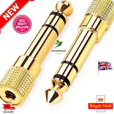 £2.49 • Buy 2x Audio Adapter 3.5mm Jack 6.35mm Socket Headphone Plug Converter Gold Plated