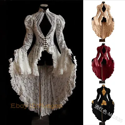 Womens Tunic Dress Gothic Long Breathable Lace Steampunk Renaissance Plus Size • $60.98