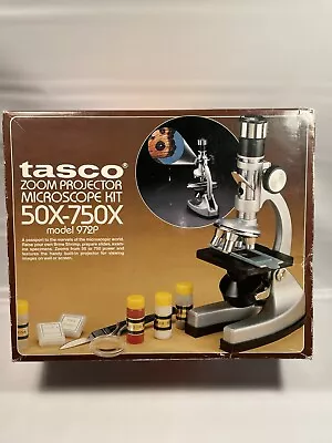 Tasco Zoom Projector Microscope Kit 50x-750x - Model 972P - Vintage - 1980 • $16.98