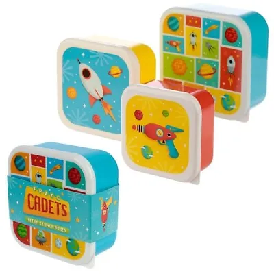 Children's Kids Characters Space Cadets School Nursery Lunch Snack Box 3Pc Set • £11.95