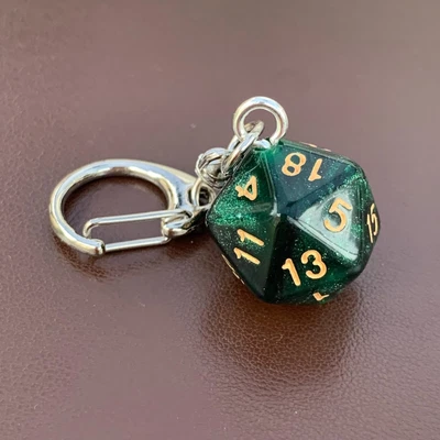 £2.49 • Buy D20 Dice Keyring - Dark Green - Shimmer - Dice - Geek - Games Master - D&D.