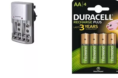 Lloytron Mains Battery Charger + 4 X Duracell AA 1300 MAh Rechargeable Batteries • £17.50