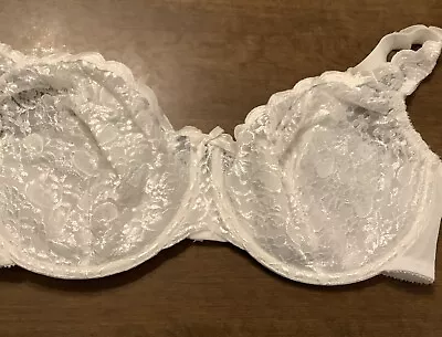 Vintage Olga Shimmerlace Full Figure Embroidered Lace 35017 Bra White Size 38D • $19.99