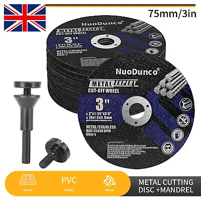 20Pcs 3 Inch Cut Off Wheel With 1/4 In Mounting Mandrel Kit For Die Grinder • £12.95