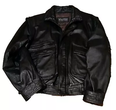 Wilson's Men's Leather Motorcycle Vintage Bomber Jacket Thinsulate Liner- Large • $95.99