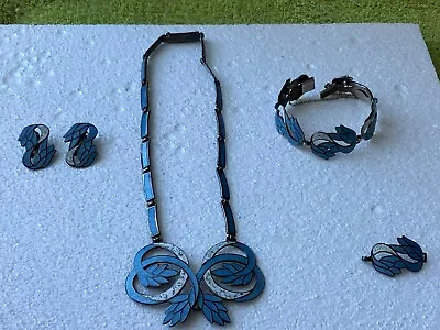 Vintage Taxco Mexico Sterling Silver 925 Necklace Bracelet & Earrings Set • $399.99