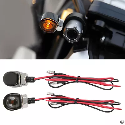 2X Mini LED Motorcycle Turn Signals Indicator Amber Blinker Light Universal Lamp • $16.29