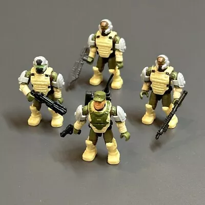 4 Mega Bloks Construx Halo UNSC SIERRA SQUAD TAN MARINE Officer Toy Figure CND01 • $12.34