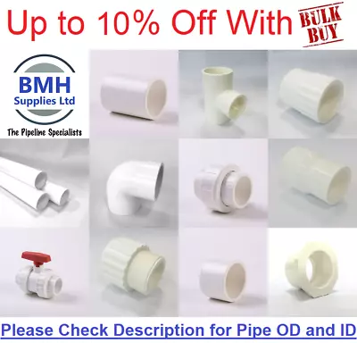 £2.70 • Buy White Swimming Pool/Pond Pressure Pipe & Fittings Solvent 1 1/2  & 2 