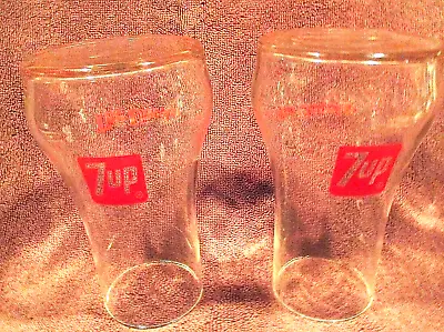  7up The Uncola Beverage Glasses Lot Of Two Retro - Upside Down Shape ~ Vintage • £9.52
