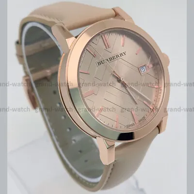 Burberry BU9014 Classic Tan Check Stamped Dial Rose Gold Band Unisex Watch • $129