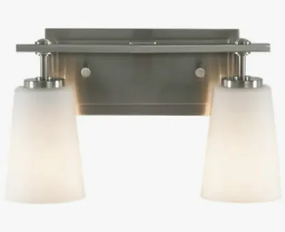 Murray Feiss Silver 2-Light Vanity Bathroom Wall Sconce Lamp Hanging Glass • $179.91