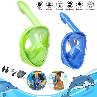Kids Full Face Snorkel Snorkeling Goggles Diving Mask Snorkel 180° Anti Fog Swim • $12.99