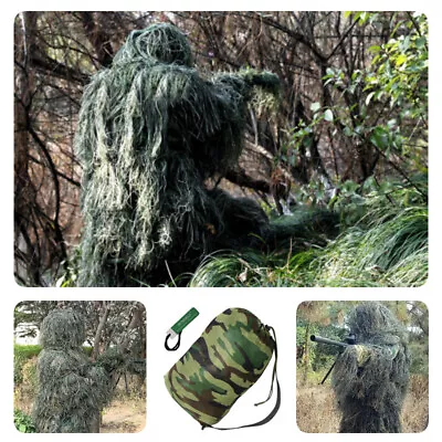 NEW Adults Woodland Camo/Camouflage 3D Hunting Ghillie Burlap Suit • £39.88