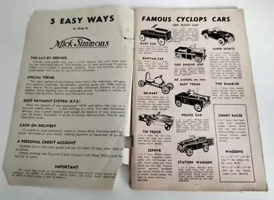 Vintage  1960 MICK SIMMONS CATALOGUE Advertising CyclopsToysSportsGunsVicta. • $140