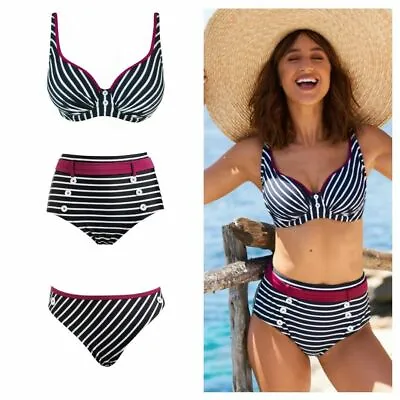 Pour Moi Starboard Black Underwired Bikini Top Or Stripe Or Control Bikini Brief • £11.52