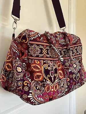 Vera Bradley Weekender Travel Bag In Safari Sunset Burgundy Purple With Strap • $39.99