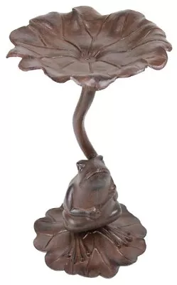 Cast Iron Metal Frog On Lilypad Birdbath Outdoor Lawn Garden Patio Bird Bath • $139.99