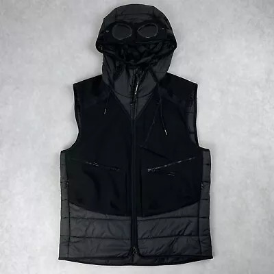 CP Company Mixed Soft Shell Goggle Gilet Black Jacket Small Coat 2072 • £176.95