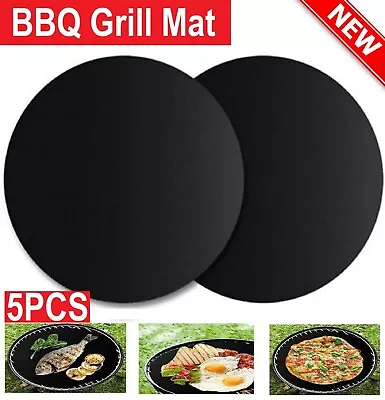 5 Pcs BBQ Grill Mats Reusable Baking Cooking Sheet Non-Stick Barbecue Pad • $11.49