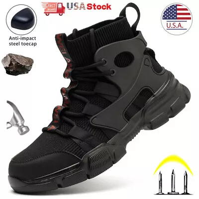 Men's Sneakers Safety Shoes Steel Toe Work Boots Construction Non-slip Size 8-13 • $45.07