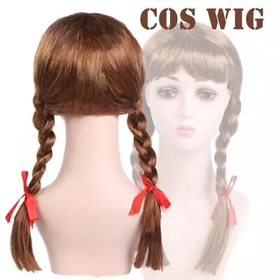 Halloween Wig Doll Cosplay Wigs Braided Brown Long Hair NEW M9U0 • $7.32