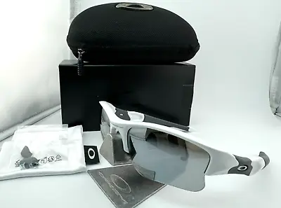 Oakley Flak Jacket Xlj Polished White W/ Aftermarket Chrome Polarized Sunglasses • $150