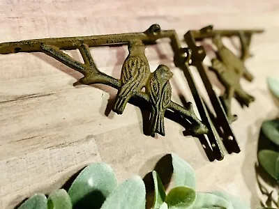 Pair 2 Cast Iron Antique-Rust Brown BIRD On BRANCH Brackets Braces Shelf Corbels • $16.70
