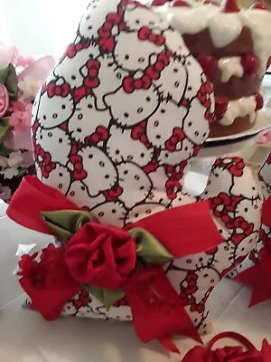 Red Roses Pretty Kitty Big Michigan State Shape Accent Pillow Removable Bow • $34.95