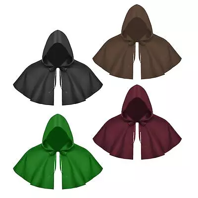 Hooded Poncho Halloween Cosplay Women Men Medieval Hooded Cloak Hat Cloak For • £7.80