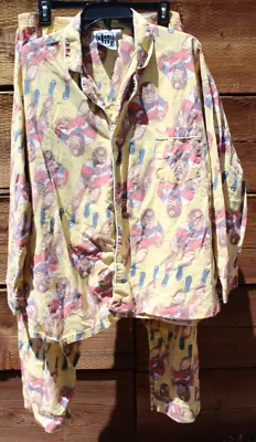 Vintage JOE BOXER Football Mens XL PJ Set Pajamas Yellow 100% Cotton 80-90s #N-3 • $23.28