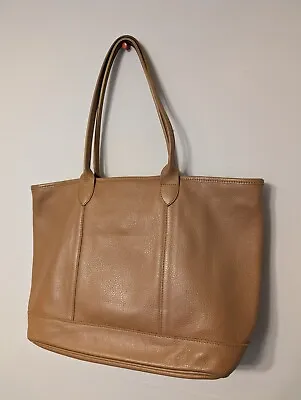 Genuine Longchamp Pebbled Light Brown Leather Carryall 16 X11 Tote Loved  • $120