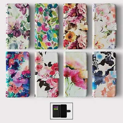 £8.99 • Buy Case For Iphone 14 13 12 11 Se Wallet Flip Phone Cover Watercolour Flowers