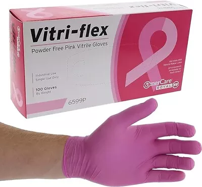 100 Pink Vinyl Disposable Gloves Large Size 3.5 Mil Vinyl Latex Powder Free • $12.55
