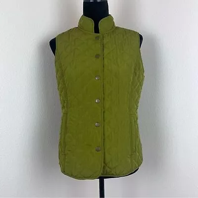 J Jill Vest Womens Small Petite Snap Front Quilted Green • $28.99