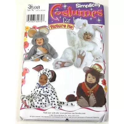 Simplicity 3598 Costumes Mouse Monkey Toddler Size 6 Months To 4 Sewing Pattern • $6.59