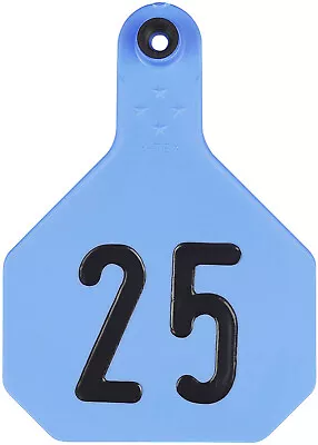 Y-Tex Large 4 Star Cattle Ear Tags Blue Numbered 26-50 • $46.94