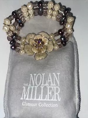 NOLAN MiLLER GLAMOUR ENAMEL FLOWER POSH PAVE CRYSTAL GOLD RHiNESTONE BRACELET • $28.80