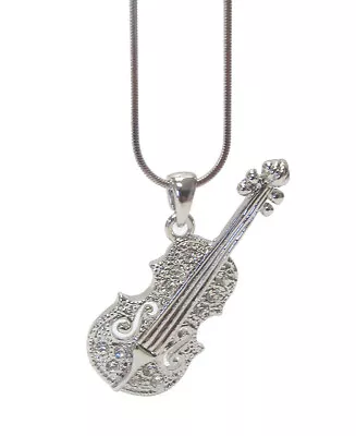 Clear Crystal Violin Pendant Necklace For Women • $17.95