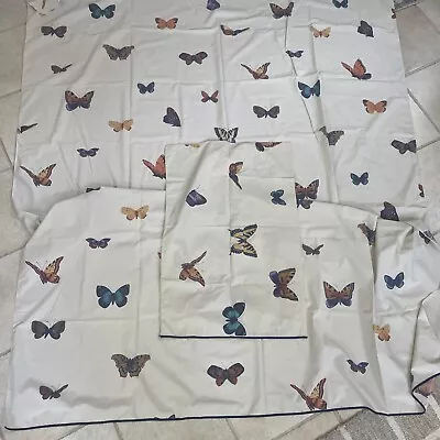 Vintage Martex Butterfly Twin Flat Sheet & Pillowcase Cotton & Poly Blend USA • $9.99
