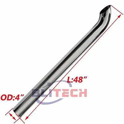 Brand New 4  Inch OD Chrome Curved Exhaust Pipe 48  Inch Length Stack Truck Tube • $135.90