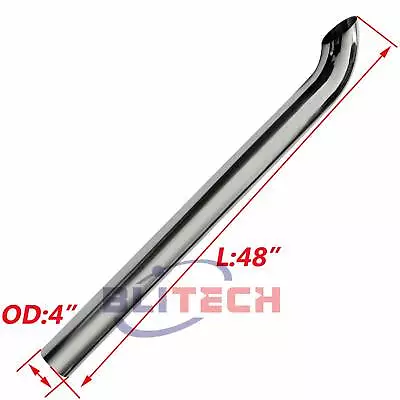 Chrome 4  OD Curved Exhaust Stack Pipe 36 Inch 48 Inch Long Truck Exhaust Tube • $135.90