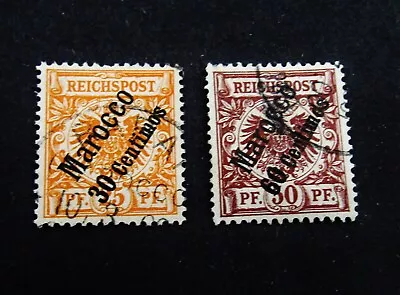 Nystamps German Offices Abroad Morocco Stamp # 5.6 Used $80     A5y4130 • $6.50
