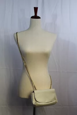 Bechamel Beige Crossbody Purse Gold Chain Shoulder Strap Vintage 1980s • $15.99