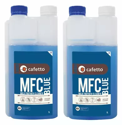 2x Cafetto Alkaline Milk Frother Cleaner MFC Blue 1L Cleans Descales & Sanitises • $52.55