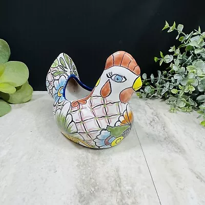 Vintage Tonala  Hand Painted Chicken  Mexican Pottery Planter • $22.99