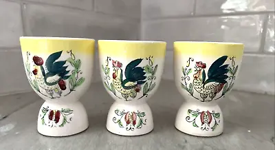 Set 3 Vintage Double Egg Cups Rooster Chicken Hand Painted Japan Ceramic • $19.99