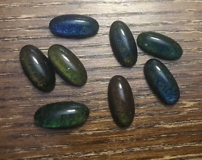 Vintage Retro Nos Glass Elongated Oval Color Change Mood Stones Cabochon Lot 8 • $10.99